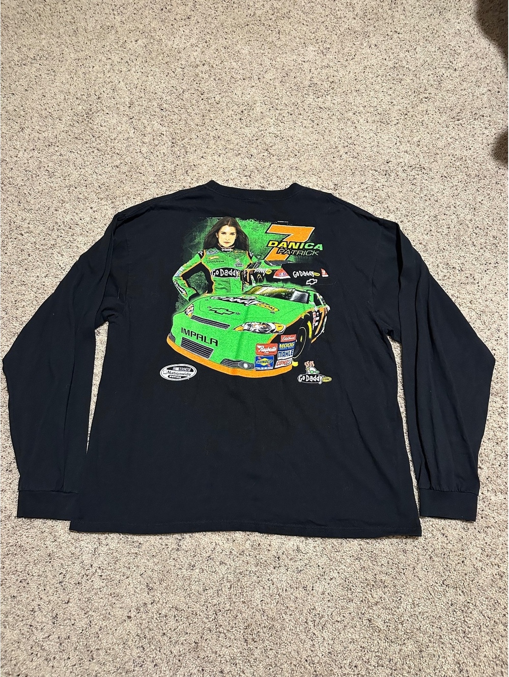 Danica Patrick #7 GoDaddy Impala NASCAR Long Sleeve T-Shirt Size 2XL